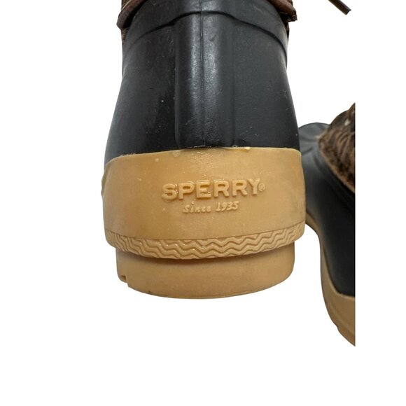 Sperry Girls Leopard Print Duck Boots Rubber Sole Lace-Up Size 8M - Picture 4 of 14